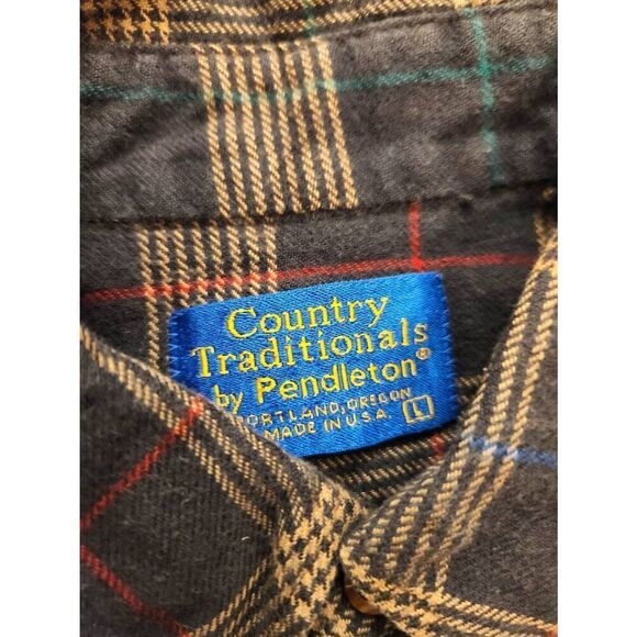 Pendleton country traditionals Men's flannel Made In USA cotton Brown sz Large - Picture 3 of 8